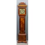 A walnut cased "Granddaughter" longcase clock, the 7ins square brass dial with chapter ring with