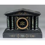 A late 19th Century French black slate cased mantel clock by Japy Freres & Cie, the 3.75ins diameter