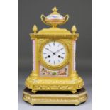 A mid 19th Century French ormolu and porcelain mounted mantel clock by J.B.D., No. 2936 16, the 3.