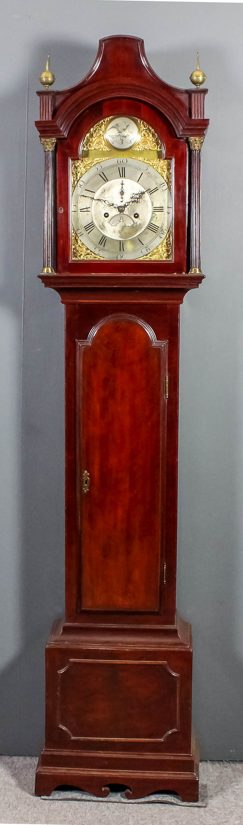 A George III mahogany longcase clock by William Copelstone of Plymouth Dock, the 12ins arched