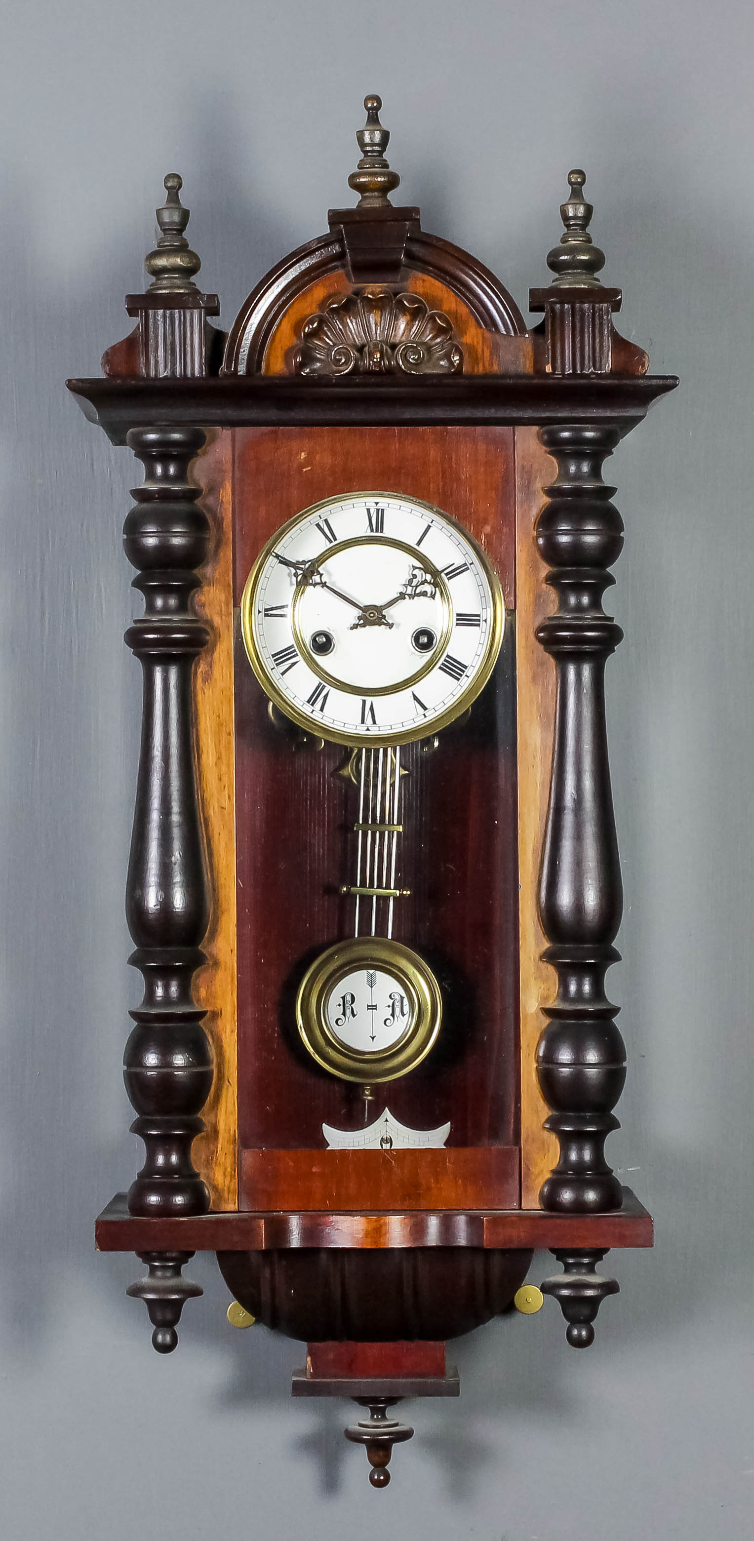 A late 19th Century Continental walnut cased "Vienna Regulator", the 5.25ins white enamelled dial