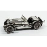 A modern Italian Medusa Oro silver model of a vintage car, 4.25ins overall, by D.J., with import