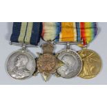 A group of four George V First World War medals comprising, Distinguished Service Medal, 1914-15