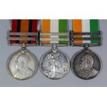 Three Edward VII Kings South Africa Medals, each bearing South Africa 1901 and 1902 clasps, Army