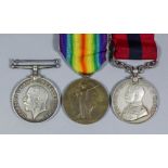 A group of three George V First World War medals comprising, Distinguished Conduct Medal (Type 1),