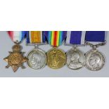 A group of five George V First World War medals comprising, 1914-15 Star, British War Medal, Victory