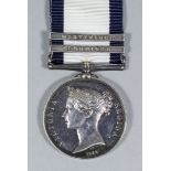 A Victoria Naval General Service Medal dated 1844 with "Martinique" and "St. Domingo" clasps to "