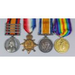 A group of four medals comprising of Victoria Queens South Africa Medal bearing 1901,1902,Orange