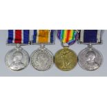 A group of four George V First World War medals comprising, British War Medal, Victory Medal,