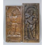 A late 16th Century French Mannerist relief carved oak panel of St. Paul with his attributes of an