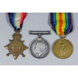 A group of 3 George V First World War medals comprising, 1914 Star, British War Medal and Victory