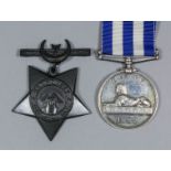 A pair of Victoria Medals 1882-1889 Egypt Medal (no clasp) and a bronze Khadives Star dated 1882