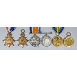 Two pairs of George V First World War medals comprising, 1914-15 Stars, British War Medals and