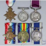 A group of three George V First World War medals comprising 1914-15 Star, British War Medal, Long