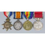 A group of four George V First World War medals comprising, British Empire Medal, 1914-15 Star,