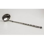 A George III Scottish silver punch ladle with plain oval bowl and spiral twisted handle, 14ins