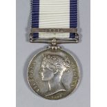 A Victoria Naval General Service medal dated 1848 with "Syria" clasp to "George Saunders"