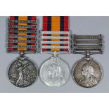 Three Victoria Queens South Africa Medals, to "Private A. J. Lewis, C.I.V" bearing four clasps, "