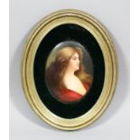 A late 19th Century Hutschenreuter oval porcelain plaque painted with "Reflection" after Asti,