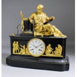 A 19th Century Continental black slate and ormolu mounted mantel clock by Aubert & Klaftenberger