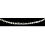 A modern 18k white gold all diamond set necklace, the one hundred and twenty-three brilliant cut