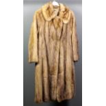 A 1970's lady's blond ranch mink full length coat, 43ins long (size 10-12)