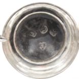 A Charles II silver miniature two-handled taste-vin with shaped and moulded rim and twin wirework