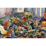 *** Aggy Boshoff (20th Century) - Watercolour - "Insurrection of Farmers, Manila 1987", 13.25ins x