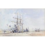 *** Robert Purvis Flint (1883-1947) - Two watercolour sketches - "The Timber Boat" - Three masted