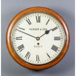 A late Victorian mahogany cased dial wall clock retailed by Webber & Son of Dover, the 12ins