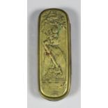 An 18th Century Continental copper and brass snuff box, the lid with a repousse half length portrait