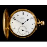 An Edward VII gentleman's 18ct gold full hunting cased keyless pocket watch by Robert Crook, 49