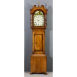 An early 19th Century oak and mahogany longcase clock by Marshall of Greenside, the 13ins arched