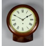 A Victorian mahogany cased drop dial wall clock with 8ins diameter painted metal dial with Roman