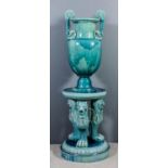 An impressive late 19th Century/early 20th Century Clement Massier turquoise glazed earthenware