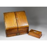 A Victorian walnut stationery box, the fitted interior with single drawer under, 16ins wide x 9.5ins