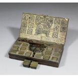 A pair of mid 18th Century coin balance scales by Jacobus Nusts, Antwerp, with eighteen matching