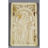 A mid 14th Century Northern French (probably Paris) medieval carved ivory diptych panel with the