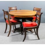 A Victorian mahogany circular breakfast table with moulded edge to top, on octagonal central column,