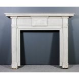 A 20th Century white painted pine fire surround of Neo-classical design, with central rectangular