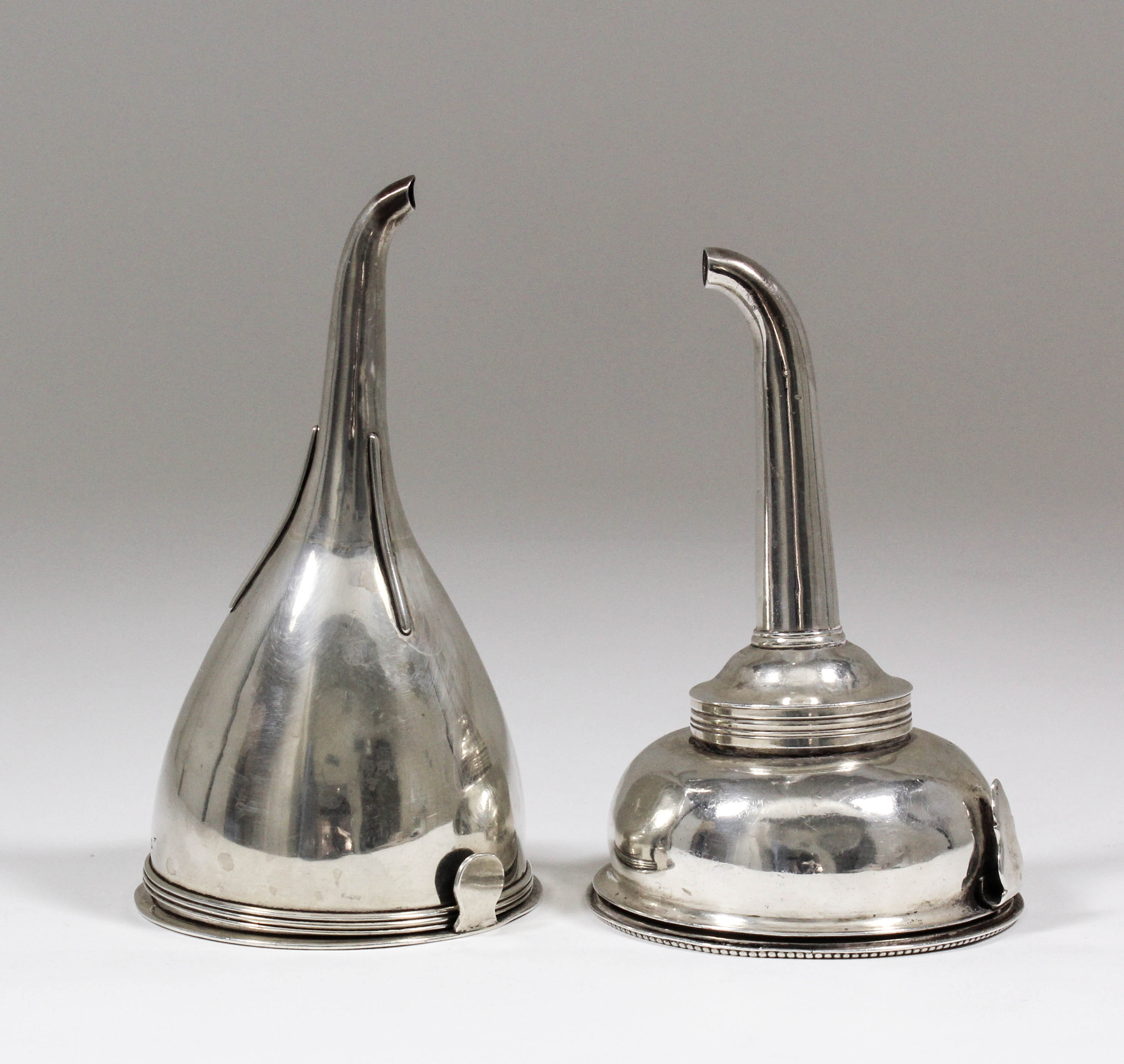 A George III silver wine funnel with removable strainer and with reeded mounts, 5.5ins high, by