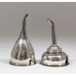 A George III silver wine funnel with removable strainer and with reeded mounts, 5.5ins high, by