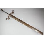 An interesting early European two-handed broad sword, the 31.25ins blade with bird-headed guard