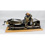 An unusual Victorian cast iron framed "Hutchinson's Patent" fork cleaning machine on mahogany
