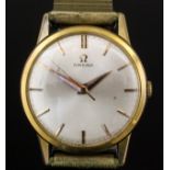 A 1960s gentleman's gold plated and stainless steel cased Omega automatic wristwatch, the white dial