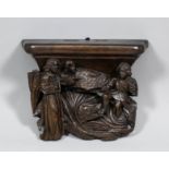 An early 16th Century French carved oak misericord, depicting the story of Jonah and the Whale - the