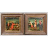 Italian School (16th Century) - Pair of oil paintings - "The Flagellation of Christ" and "Christ