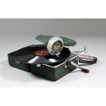 A 1930s Japanese "Mikky Phone" portable gramophone with chromium plated table and pick-up, contained