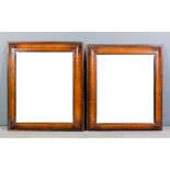 Two walnut and marquetry framed rectangular wall mirrors of 17th Century design, the deep cushion