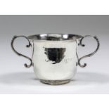 An unusual mid 18th Century small two-handled cup or porringer thought to be from the Channel